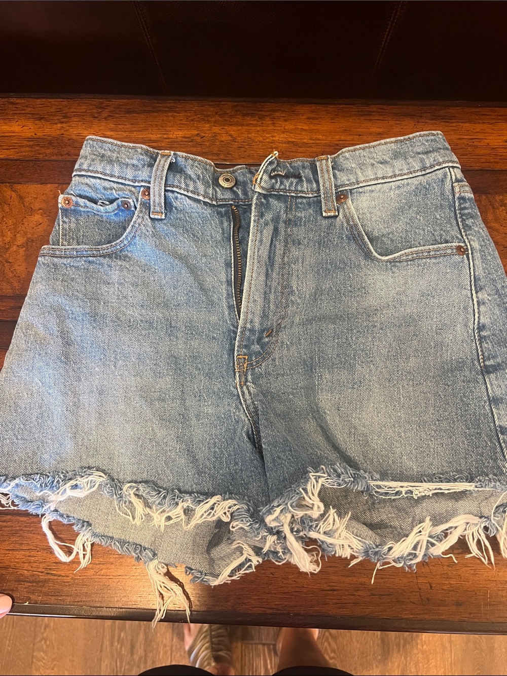 Abercrombie & Fitch Light Blue Distressed Denim Shorts